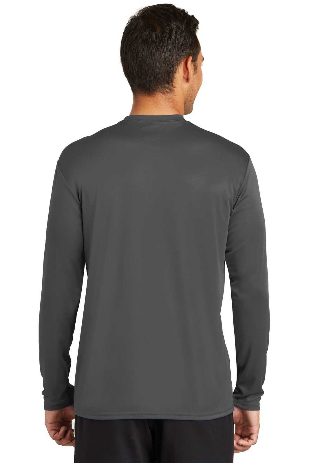 Port &amp; Company PC380LS Long Sleeve Performance Tee - Charcoal - HIT a Double - 2