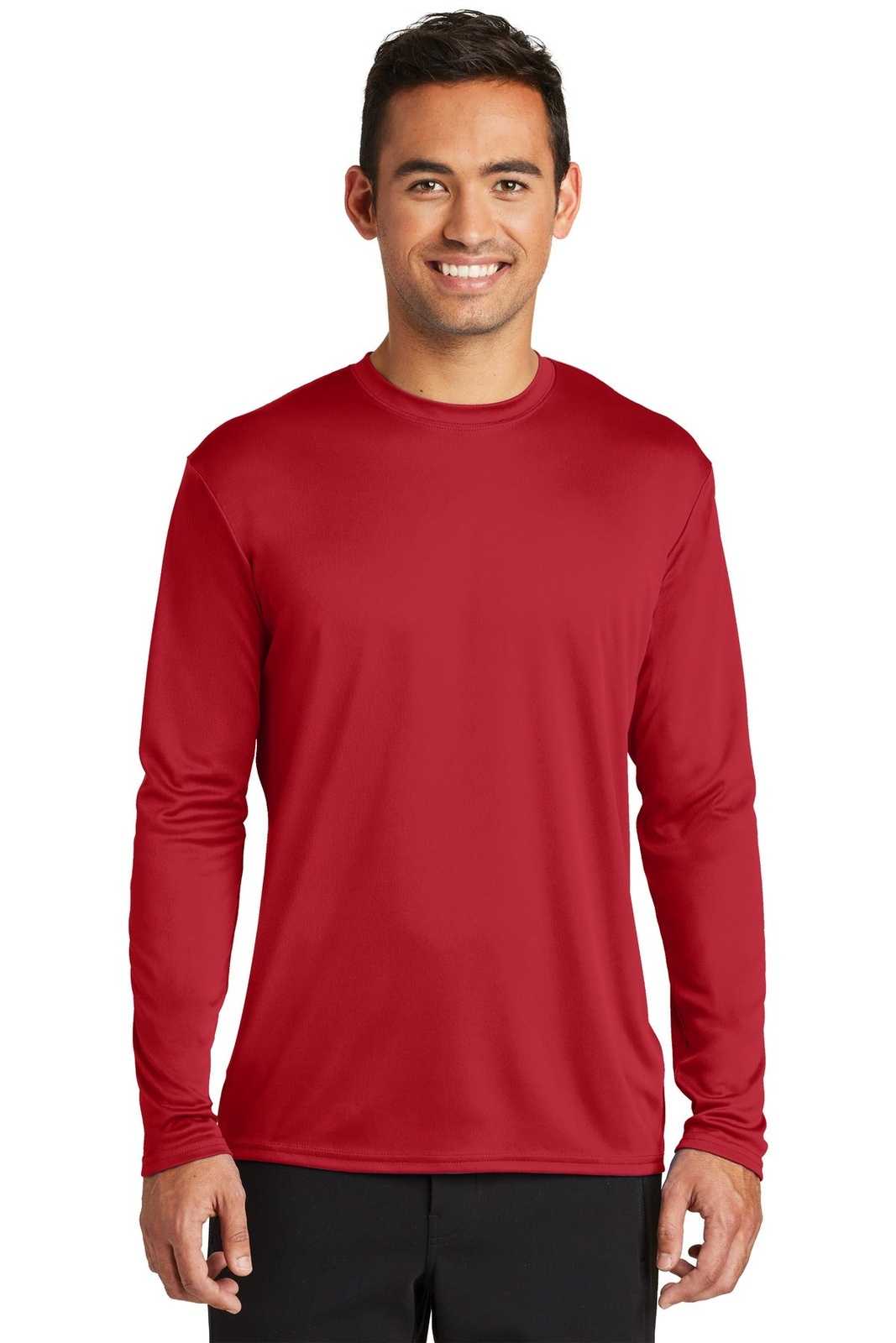 Port & Company PC380LS Long Sleeve Performance Tee - Red - HIT a Double - 1