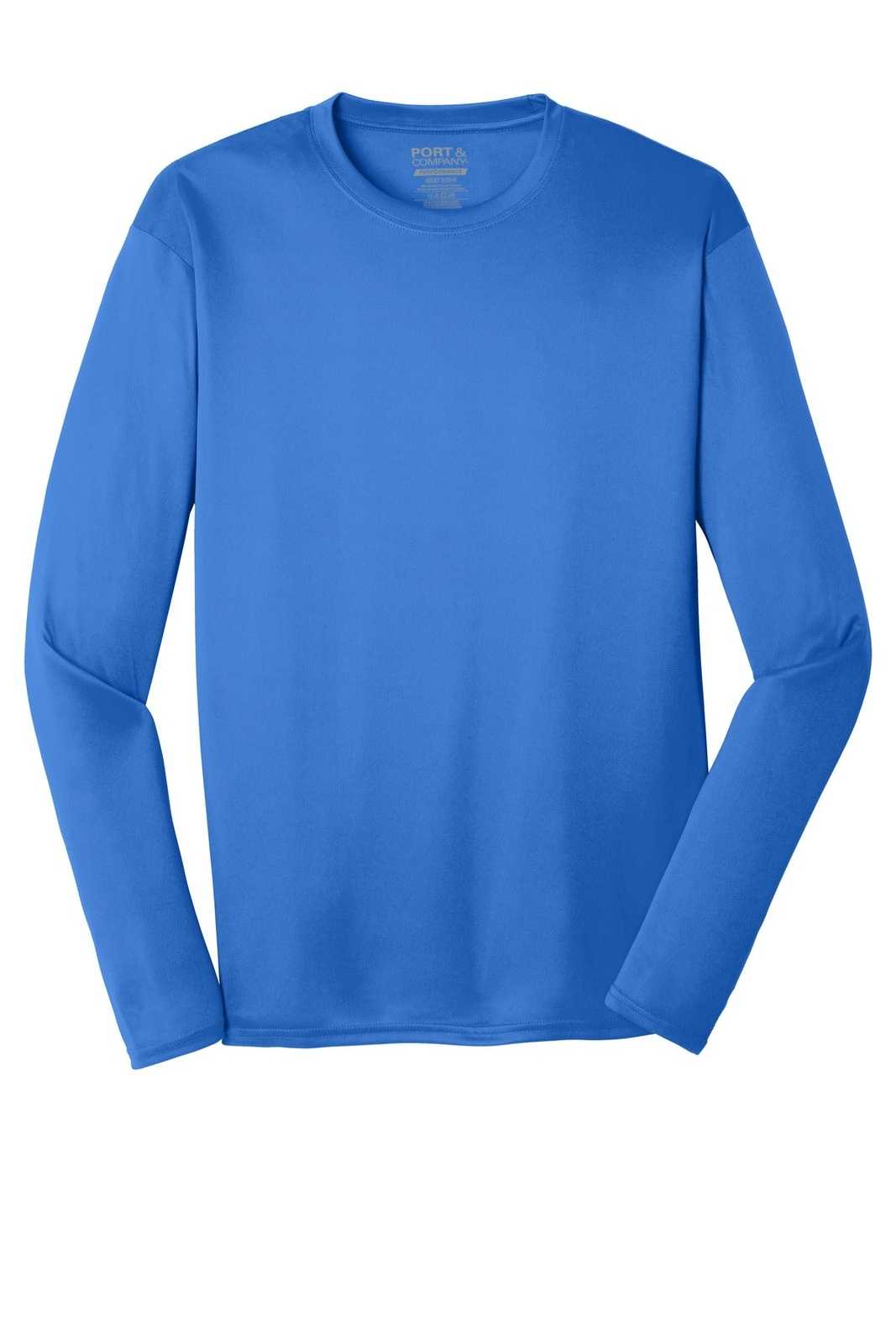 Port &amp; Company PC380LS Long Sleeve Performance Tee - Royal - HIT a Double - 5