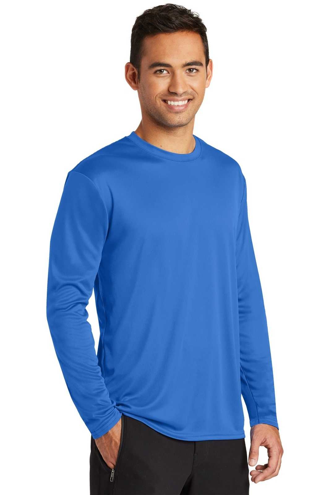 Port &amp; Company PC380LS Long Sleeve Performance Tee - Royal - HIT a Double - 4