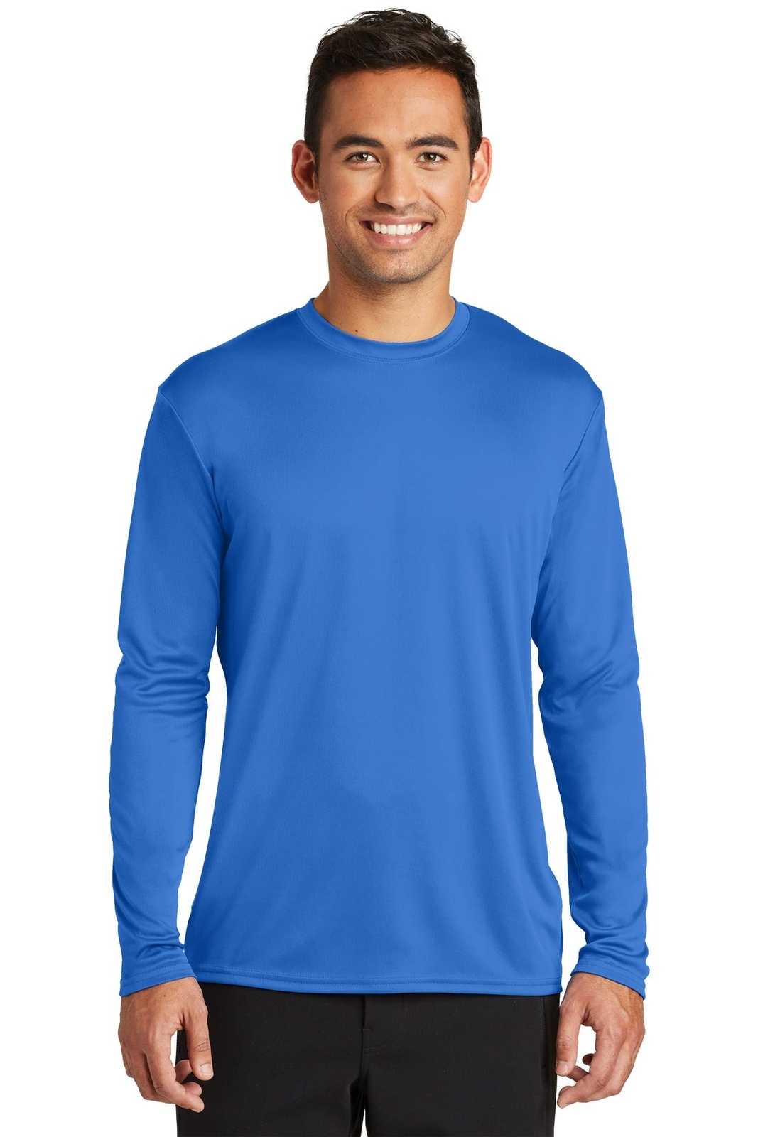 Port &amp; Company PC380LS Long Sleeve Performance Tee - Royal - HIT a Double - 1