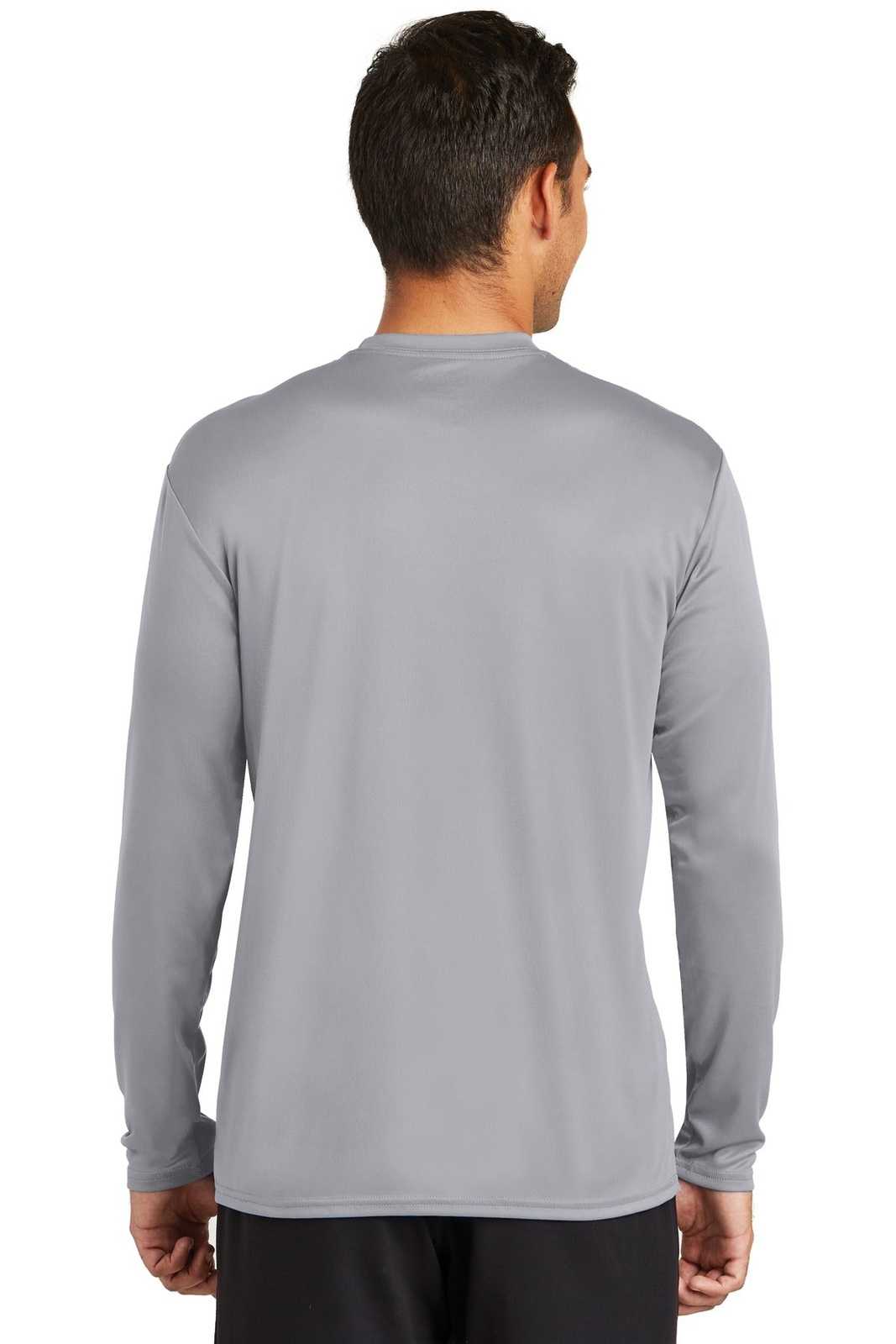 Port &amp; Company PC380LS Long Sleeve Performance Tee - Silver - HIT a Double - 2