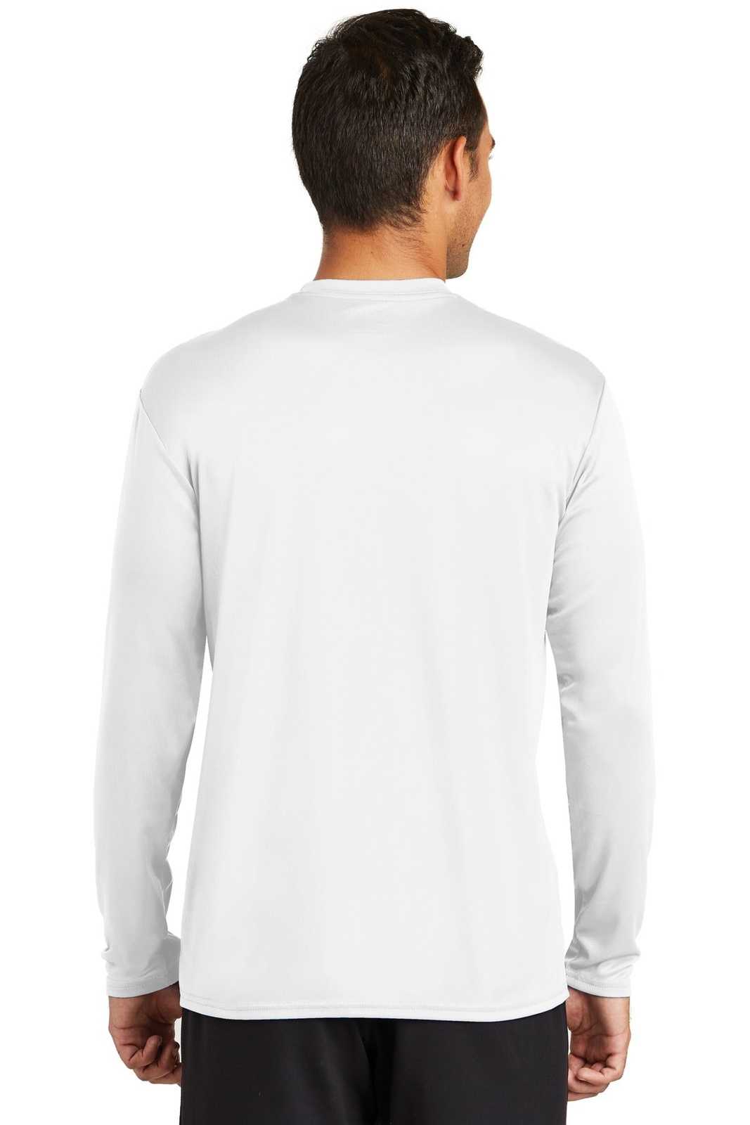 Port &amp; Company PC380LS Long Sleeve Performance Tee - White - HIT a Double - 2