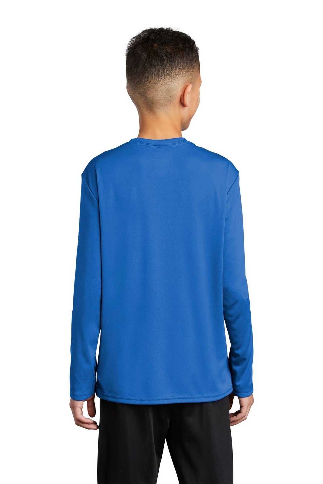 Port & Company PC380YLS Youth Long Sleeve Performance Tee - Royal - HIT a Double - 1