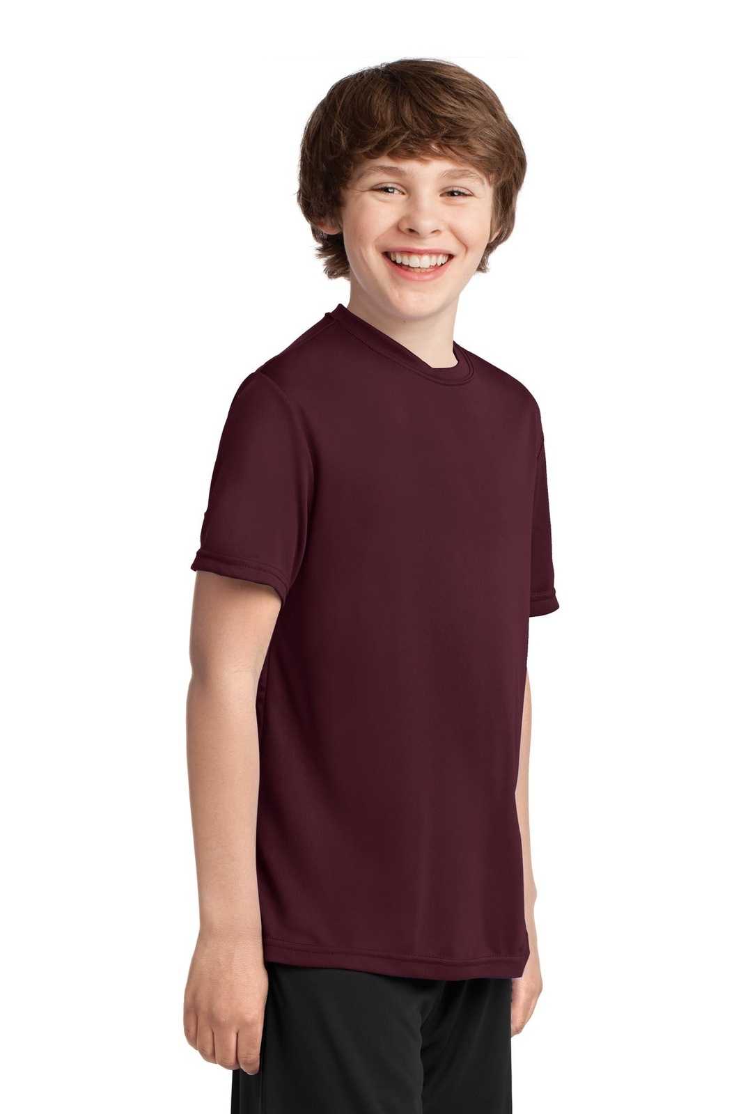 Port &amp; Company PC380Y Youth Performance Tee - Athletic Maroon - HIT a Double - 4