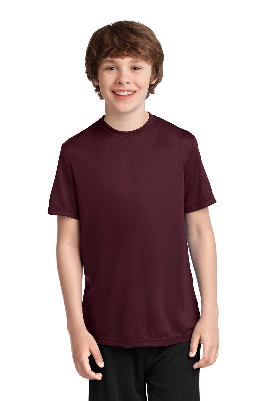 Port &amp; Company PC380Y Youth Performance Tee - Athletic Maroon - HIT a Double - 1