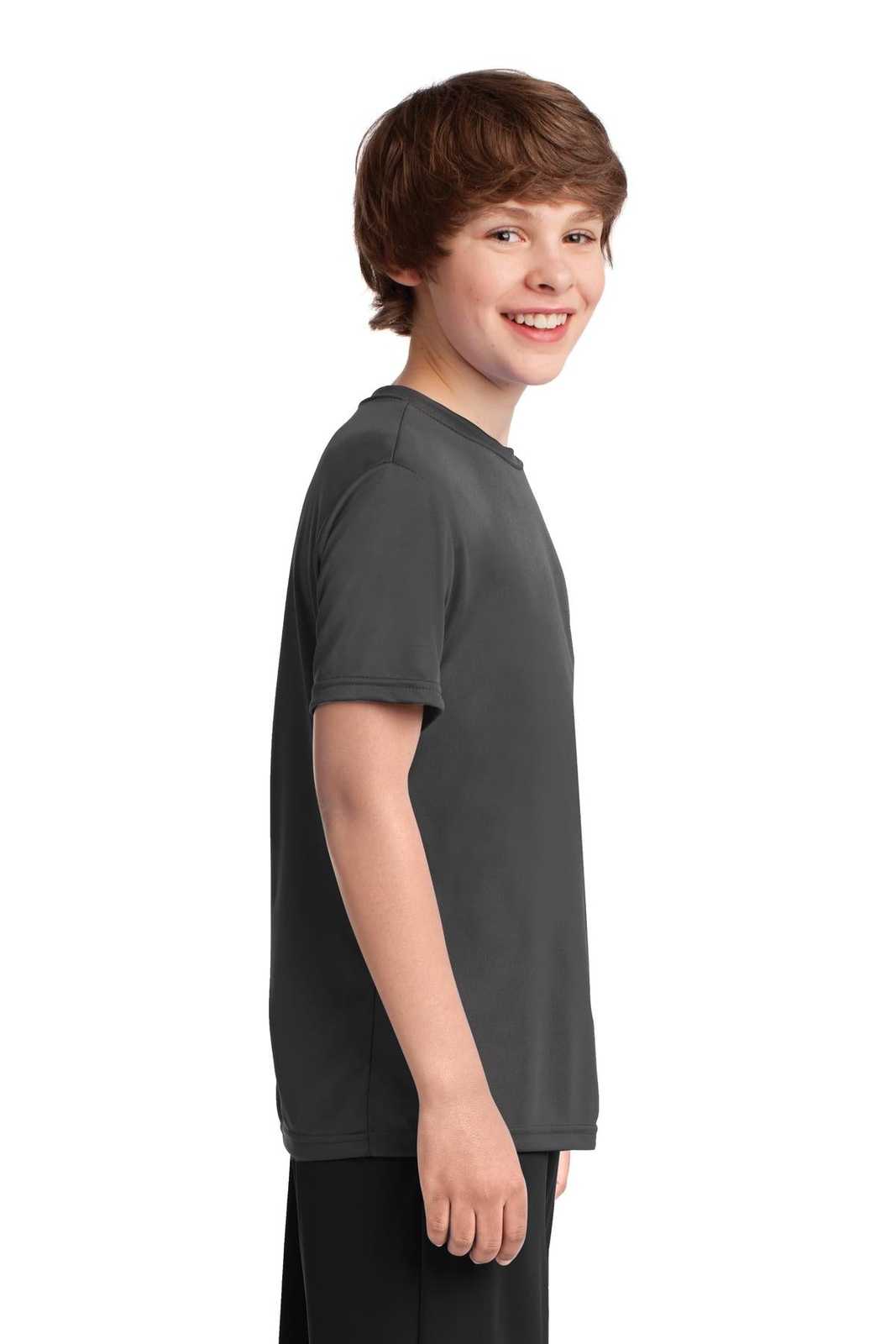 Port &amp; Company PC380Y Youth Performance Tee - Charcoal - HIT a Double - 3