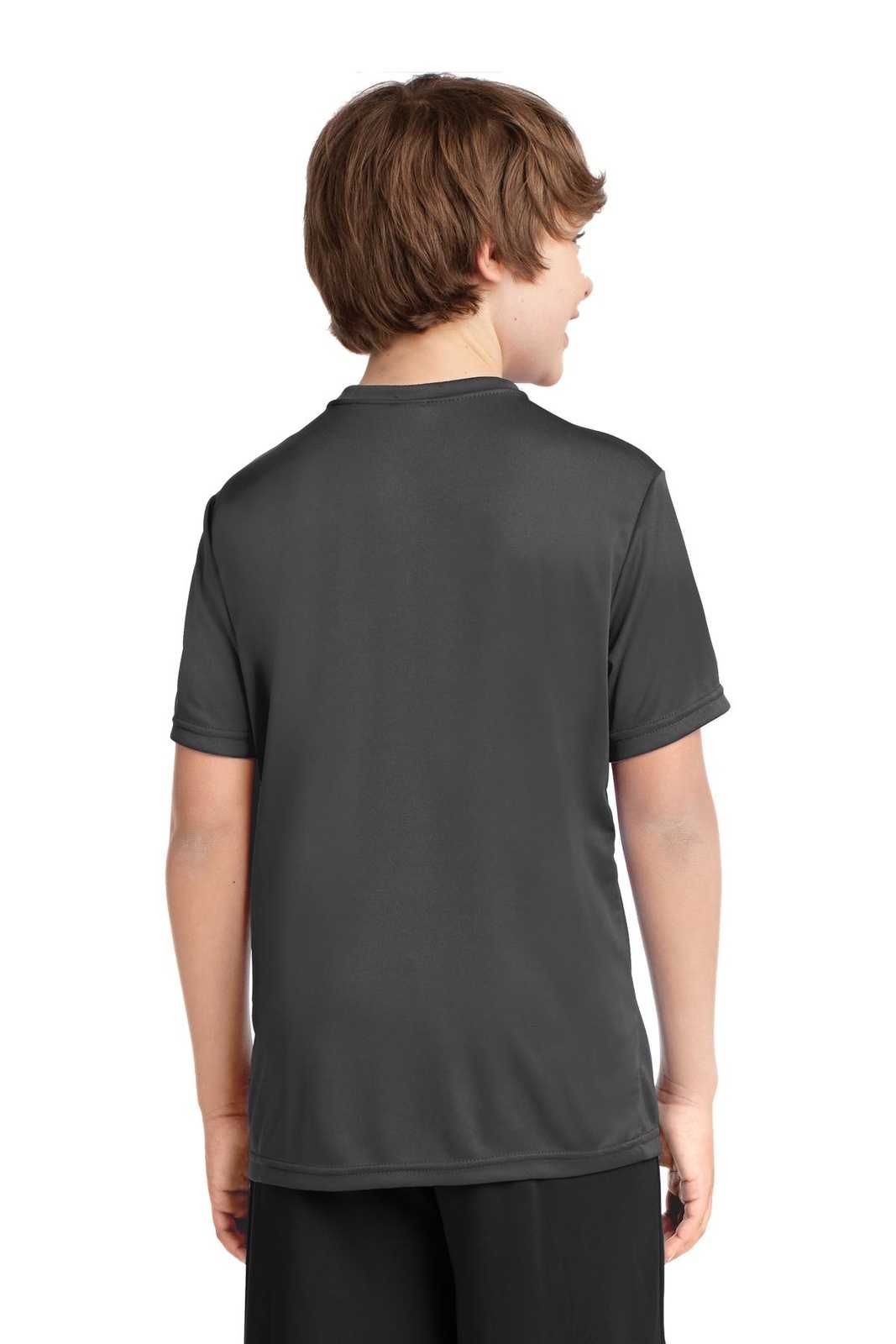 Port &amp; Company PC380Y Youth Performance Tee - Charcoal - HIT a Double - 2