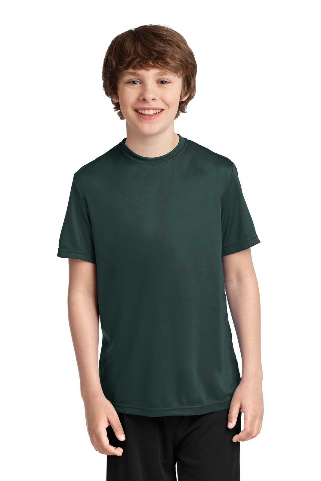 Port &amp; Company PC380Y Youth Performance Tee - Dark Green - HIT a Double - 1