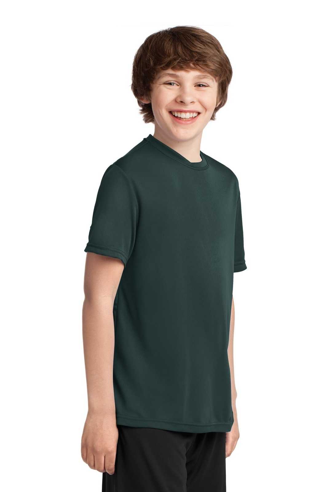 Port &amp; Company PC380Y Youth Performance Tee - Dark Green - HIT a Double - 4