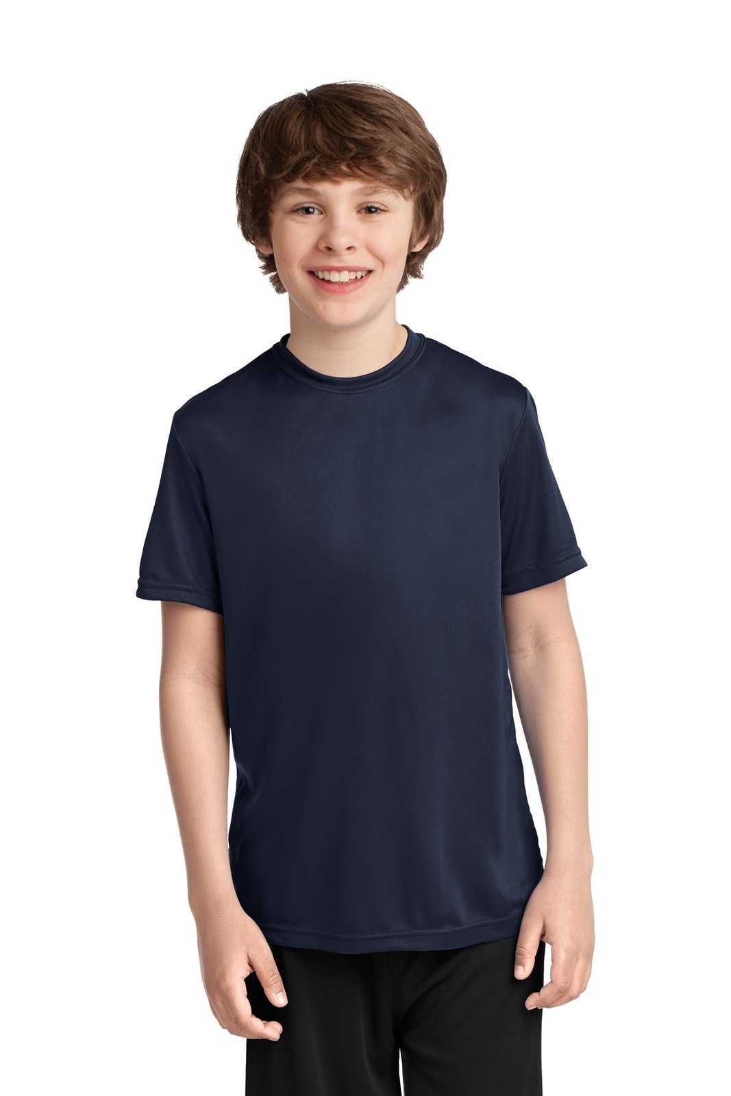 Port &amp; Company PC380Y Youth Performance Tee - Deep Navy - HIT a Double - 1