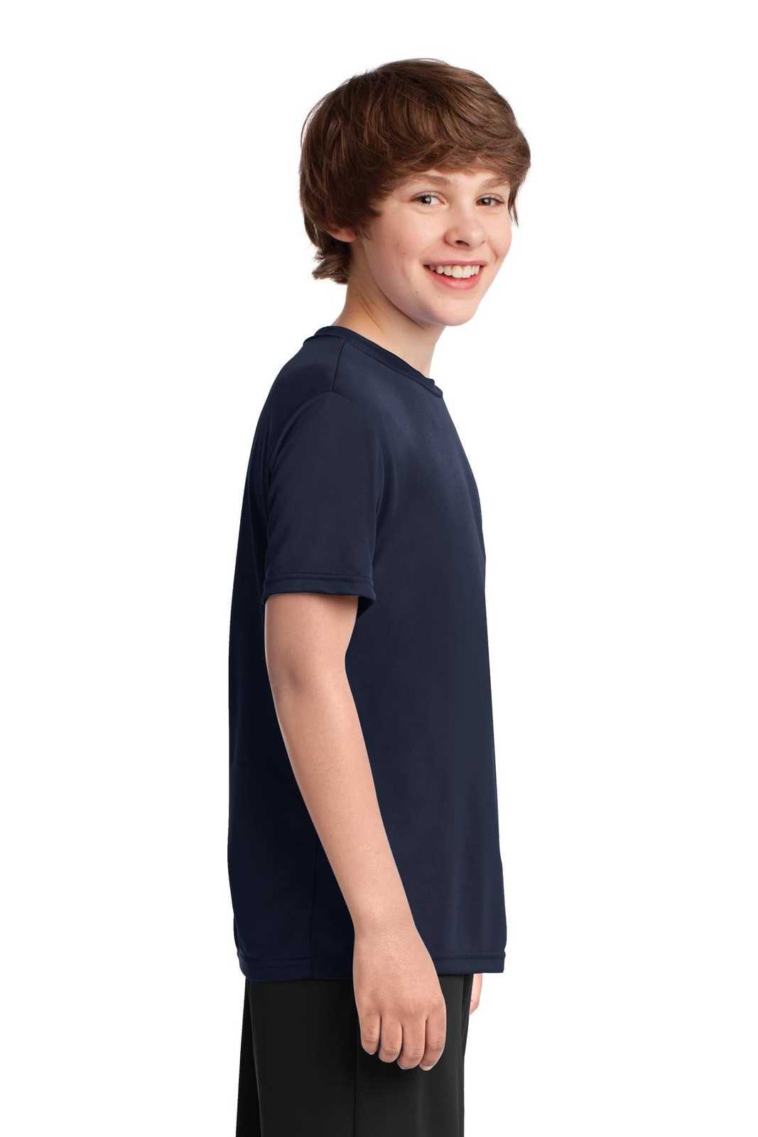 Port &amp; Company PC380Y Youth Performance Tee - Deep Navy - HIT a Double - 3