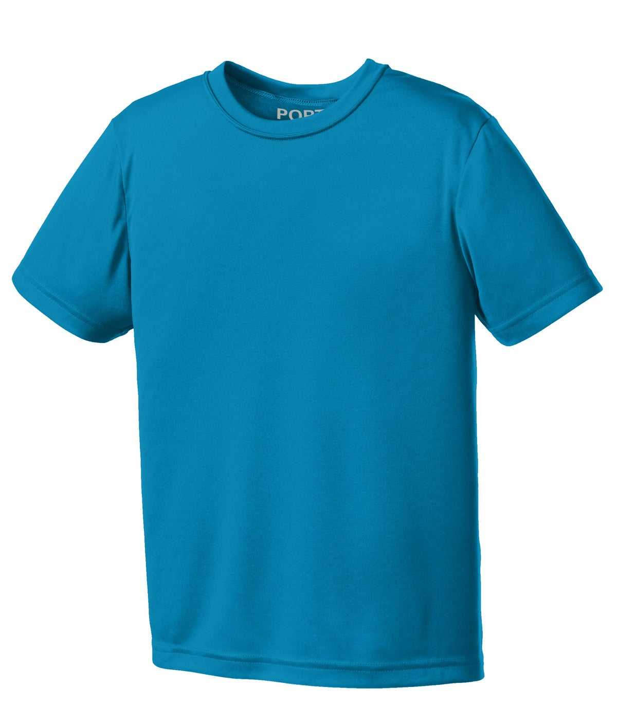 Port &amp; Company PC380Y Youth Performance Tee - Neon Blue - HIT a Double - 5