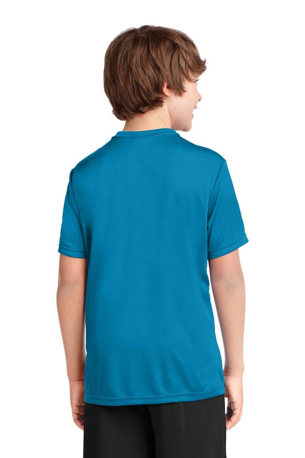 Port &amp; Company PC380Y Youth Performance Tee - Neon Blue - HIT a Double - 2