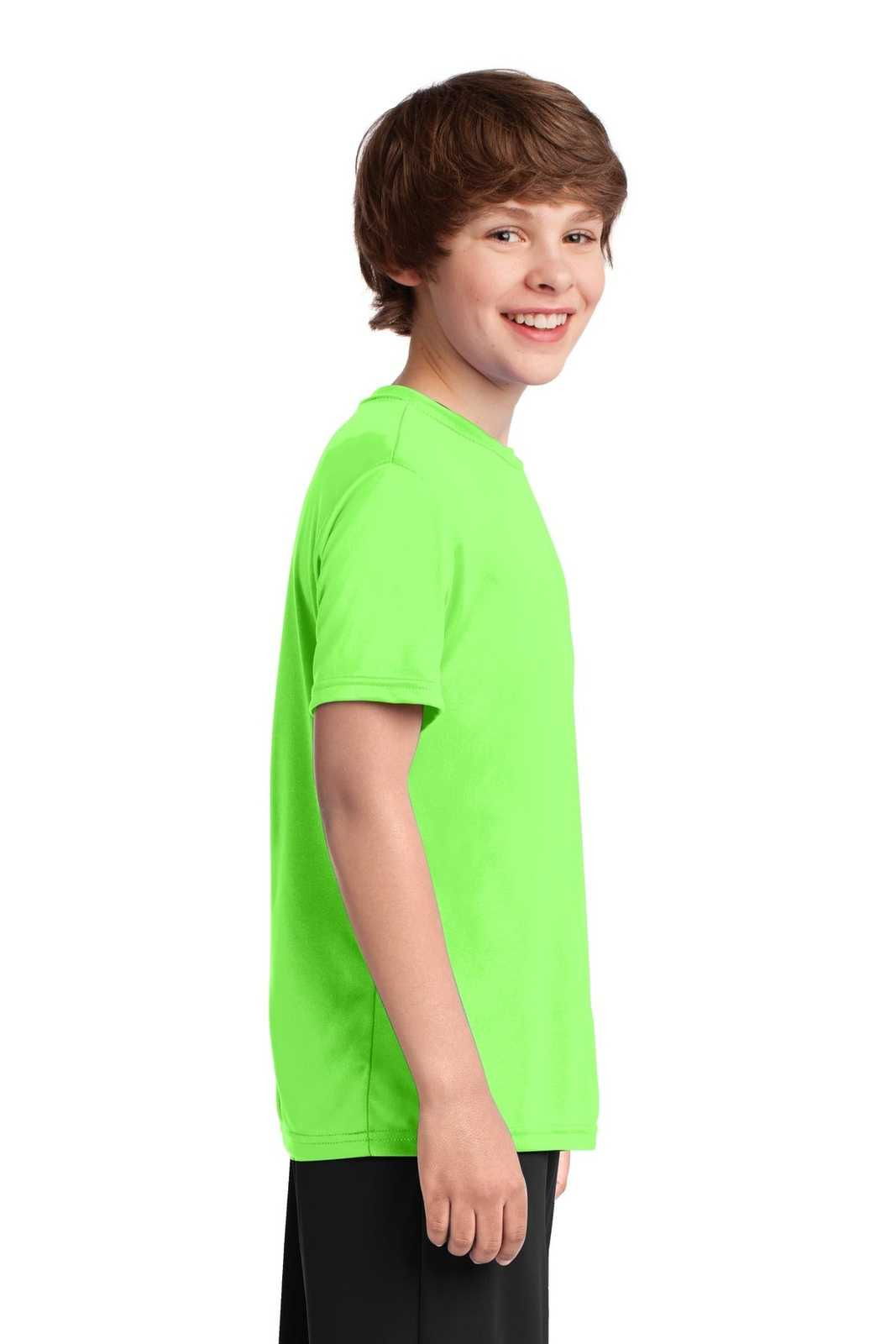 Port &amp; Company PC380Y Youth Performance Tee - Neon Green - HIT a Double - 3
