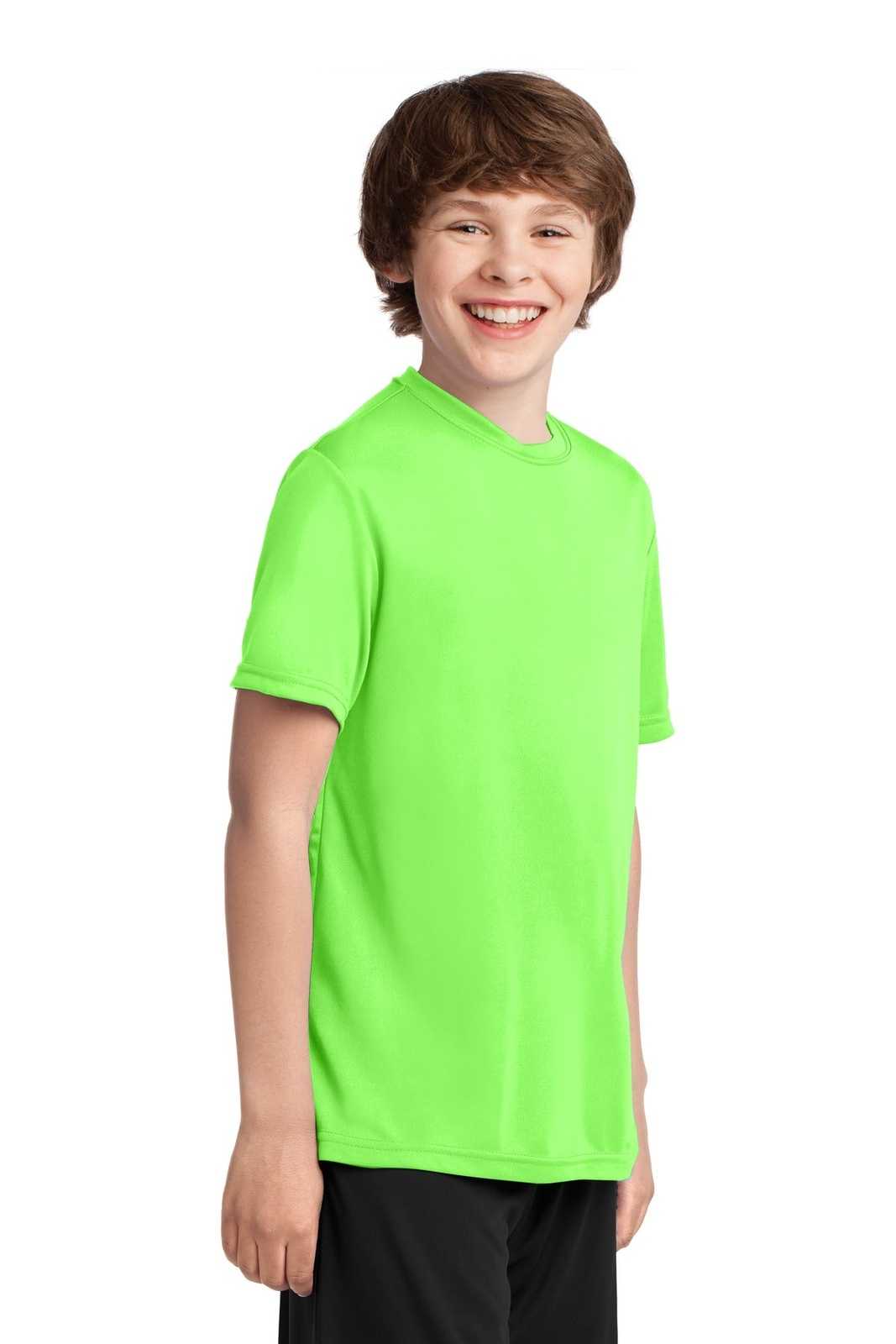 Port &amp; Company PC380Y Youth Performance Tee - Neon Green - HIT a Double - 4