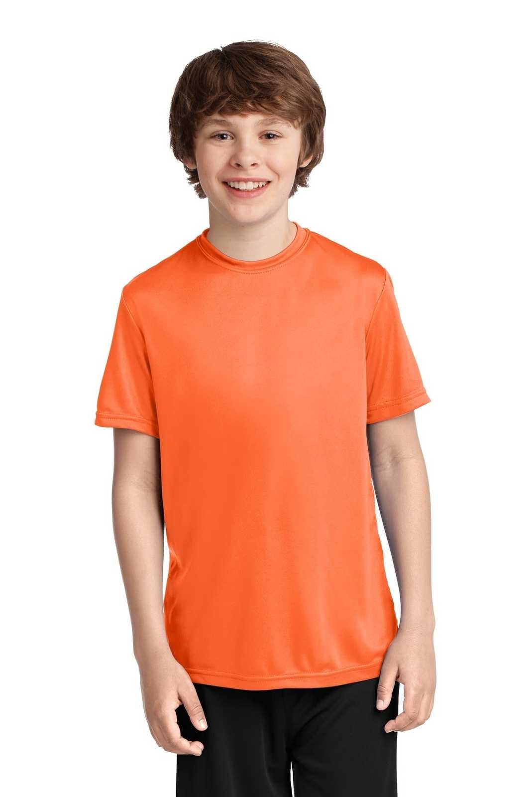 Port &amp; Company PC380Y Youth Performance Tee - Neon Orange - HIT a Double - 1
