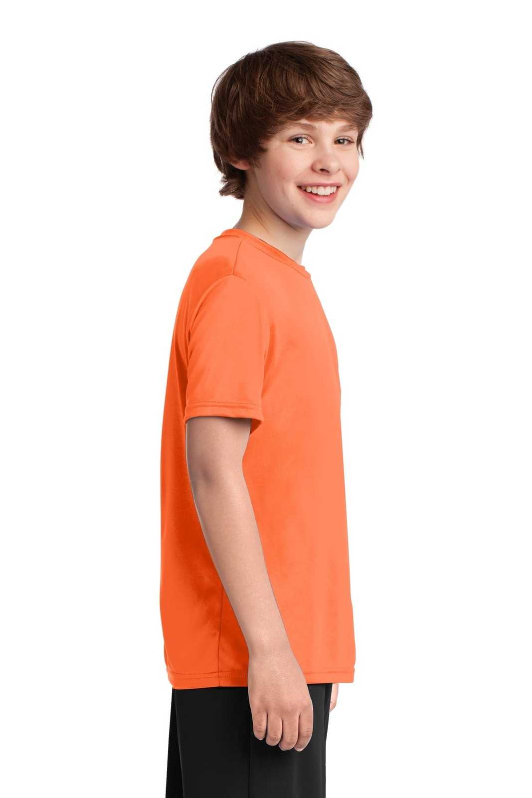 Port &amp; Company PC380Y Youth Performance Tee - Neon Orange - HIT a Double - 3