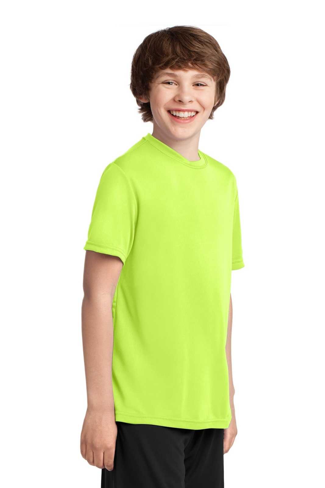 Port &amp; Company PC380Y Youth Performance Tee - Neon Yellow - HIT a Double - 4