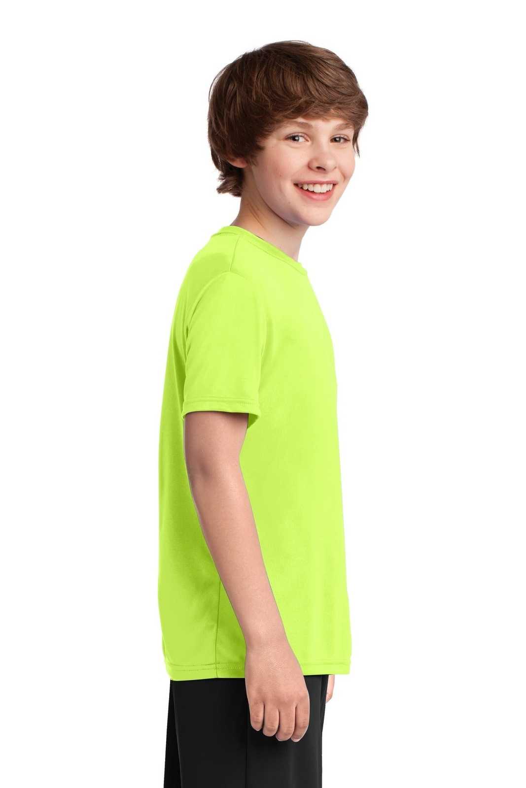 Port &amp; Company PC380Y Youth Performance Tee - Neon Yellow - HIT a Double - 3