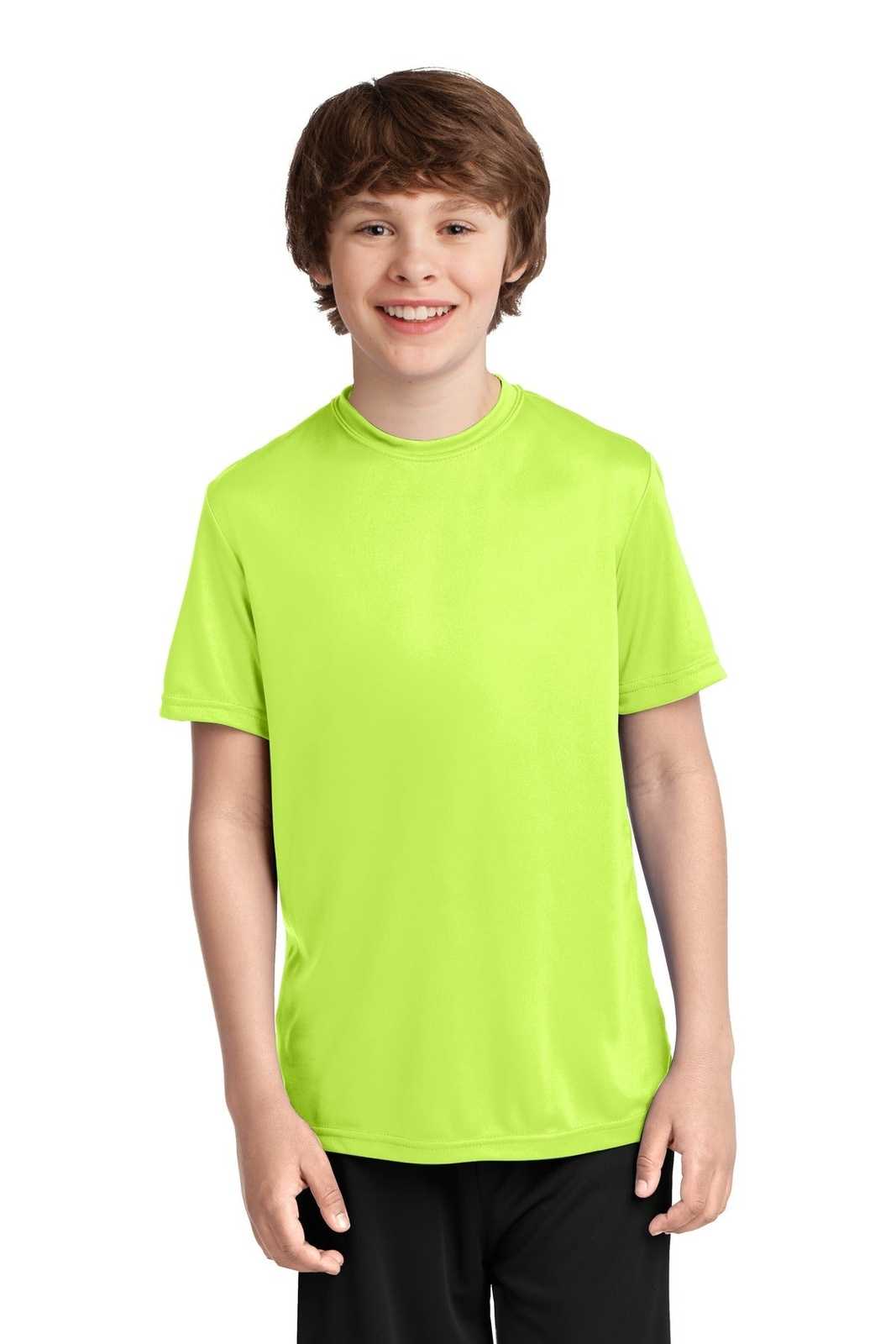Port &amp; Company PC380Y Youth Performance Tee - Neon Yellow - HIT a Double - 1
