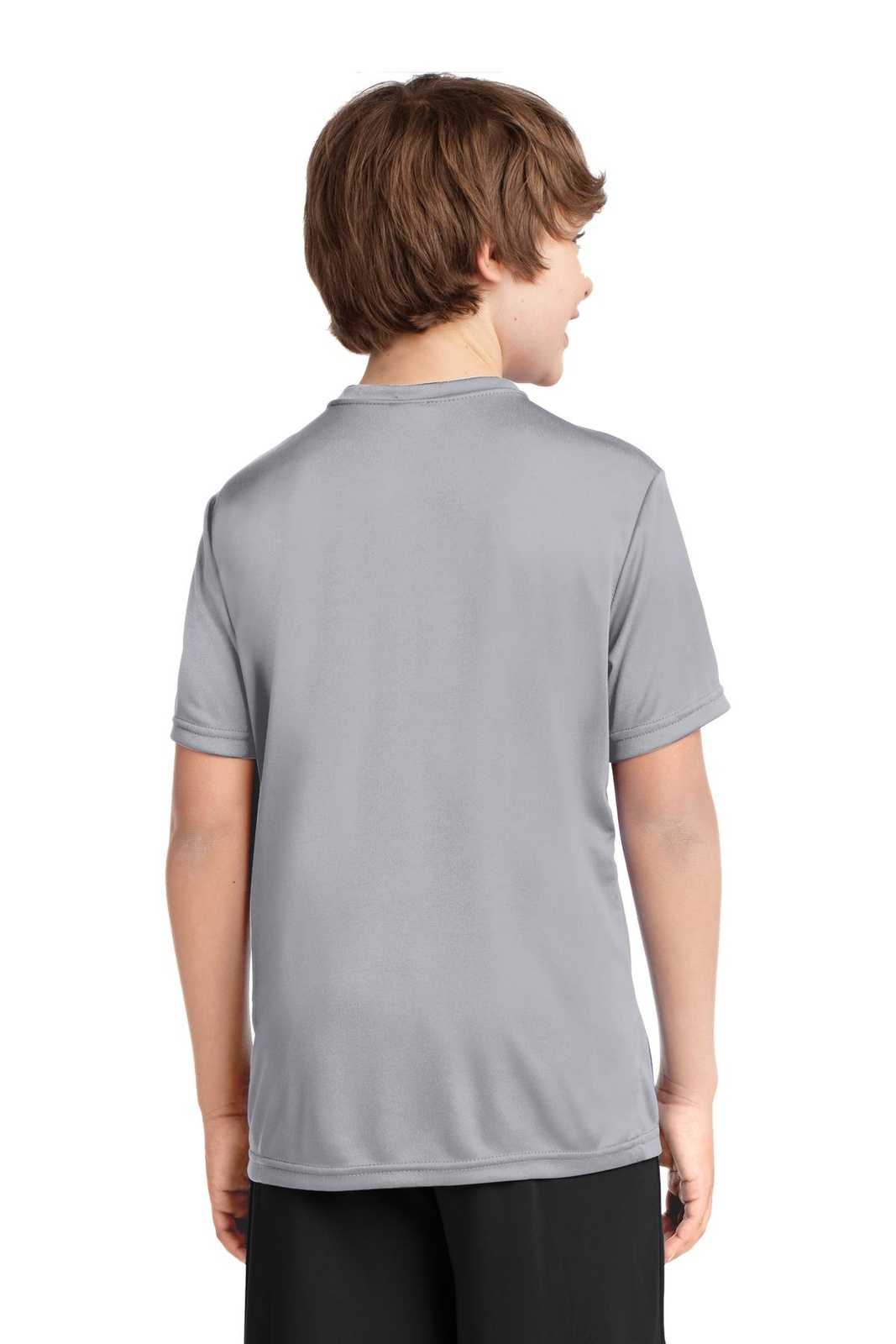 Port &amp; Company PC380Y Youth Performance Tee - Silver - HIT a Double - 2