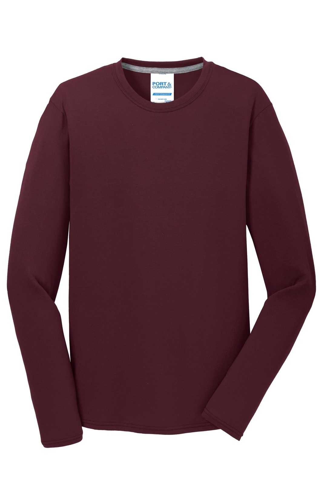 Port &amp; Company PC381LS Long Sleeve Performance Blend Tee - Athletic Maroon - HIT a Double - 5