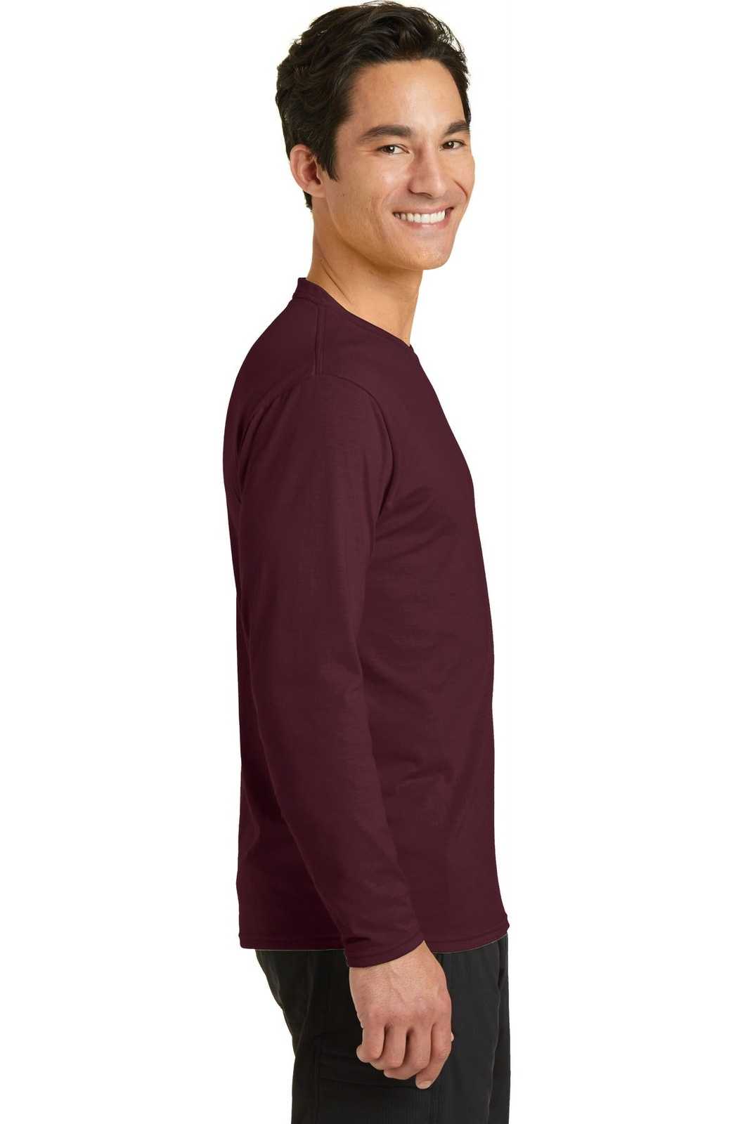 Port &amp; Company PC381LS Long Sleeve Performance Blend Tee - Athletic Maroon - HIT a Double - 3