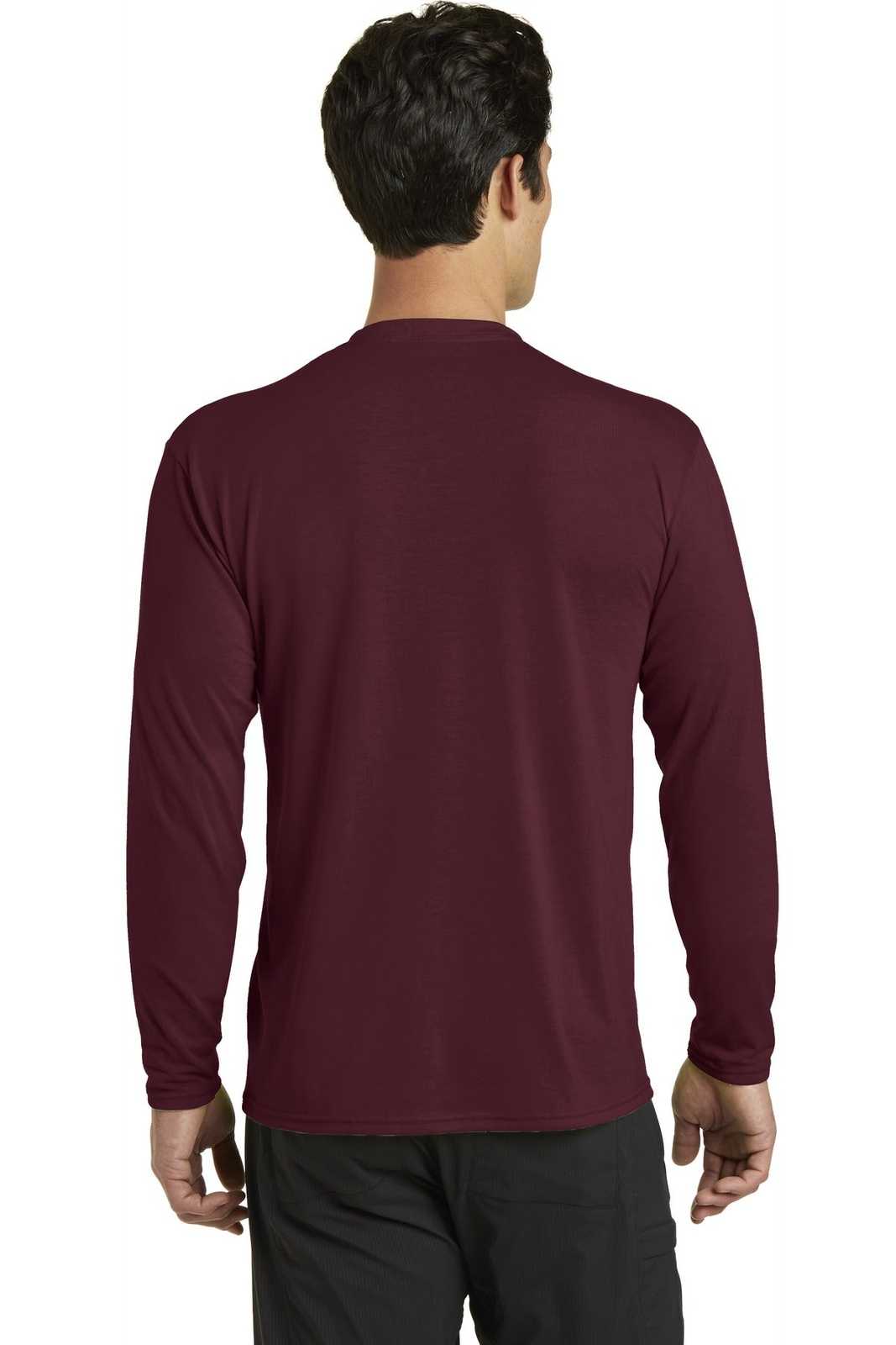 Port &amp; Company PC381LS Long Sleeve Performance Blend Tee - Athletic Maroon - HIT a Double - 2