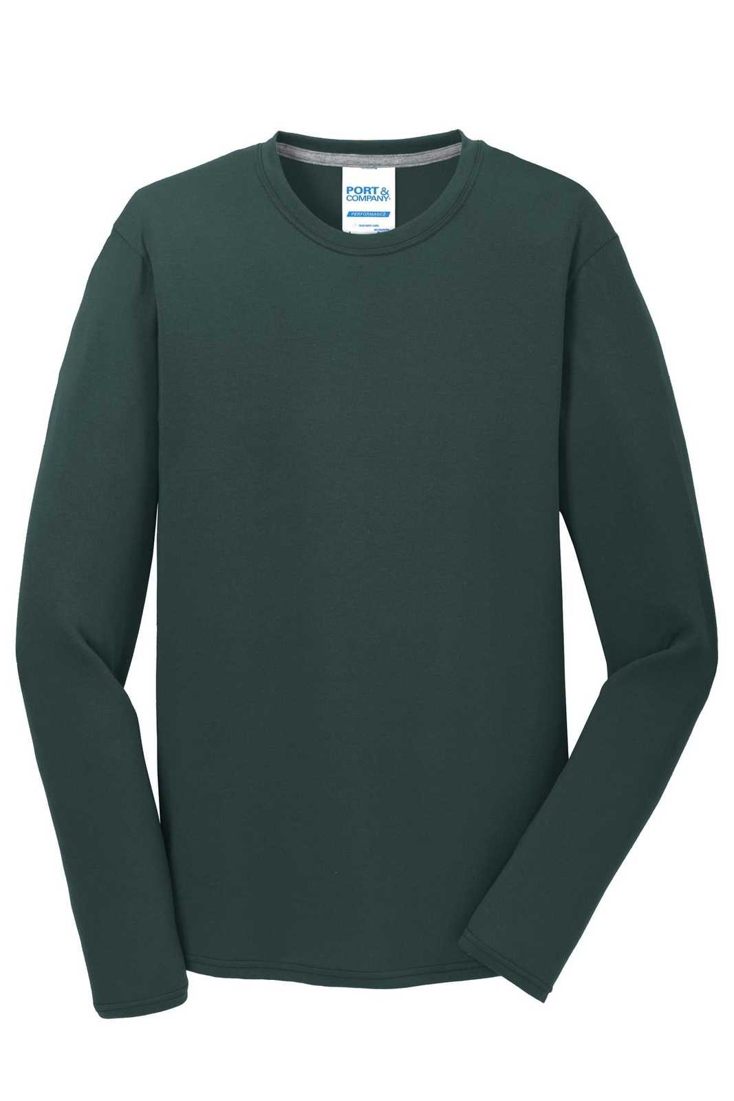Port &amp; Company PC381LS Long Sleeve Performance Blend Tee - Dark Green - HIT a Double - 5
