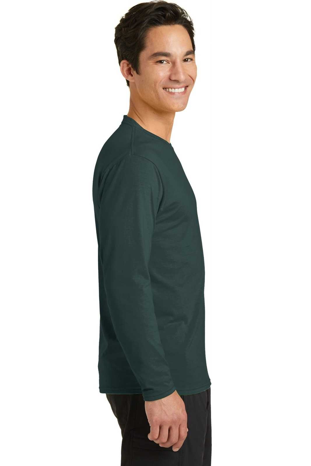 Port &amp; Company PC381LS Long Sleeve Performance Blend Tee - Dark Green - HIT a Double - 3