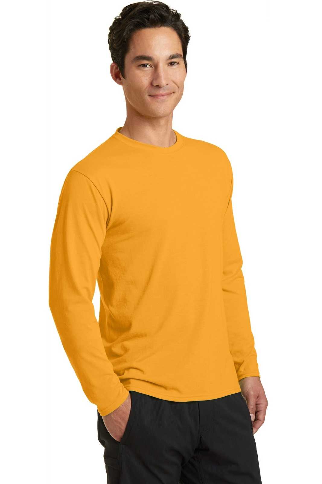 Port &amp; Company PC381LS Long Sleeve Performance Blend Tee - Gold - HIT a Double - 4