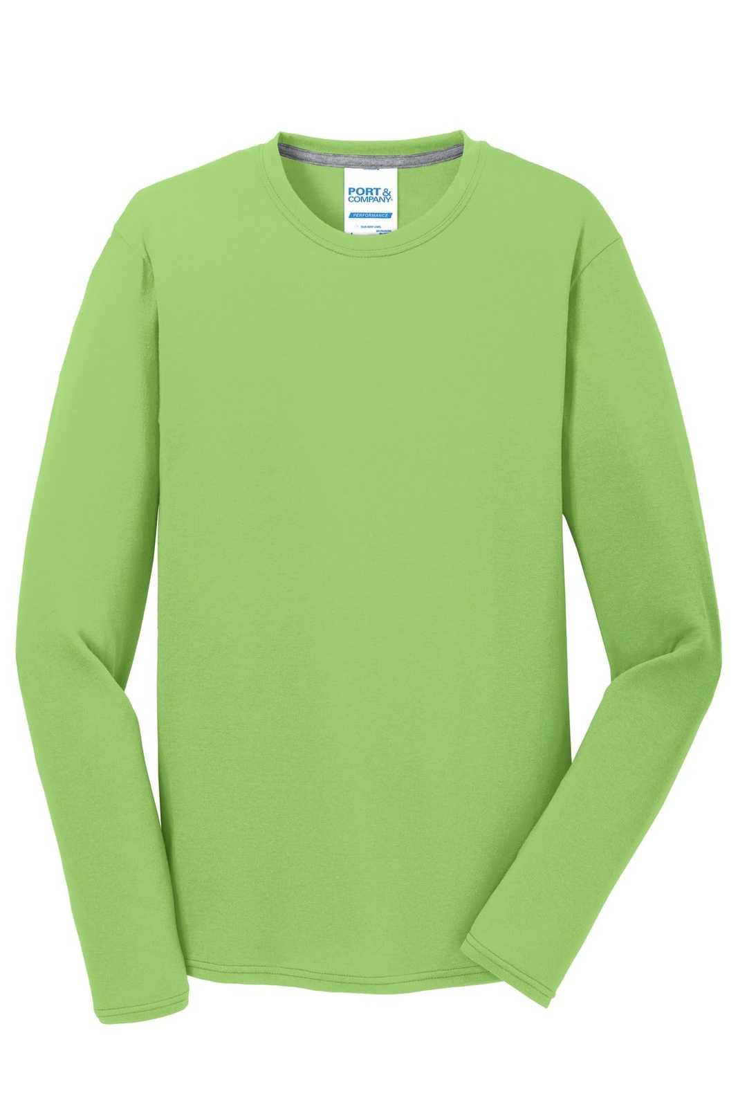 Port &amp; Company PC381LS Long Sleeve Performance Blend Tee - Lime - HIT a Double - 5