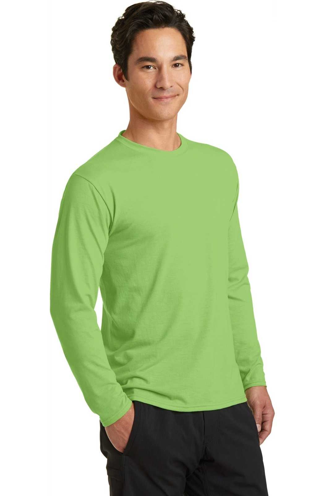Port &amp; Company PC381LS Long Sleeve Performance Blend Tee - Lime - HIT a Double - 4