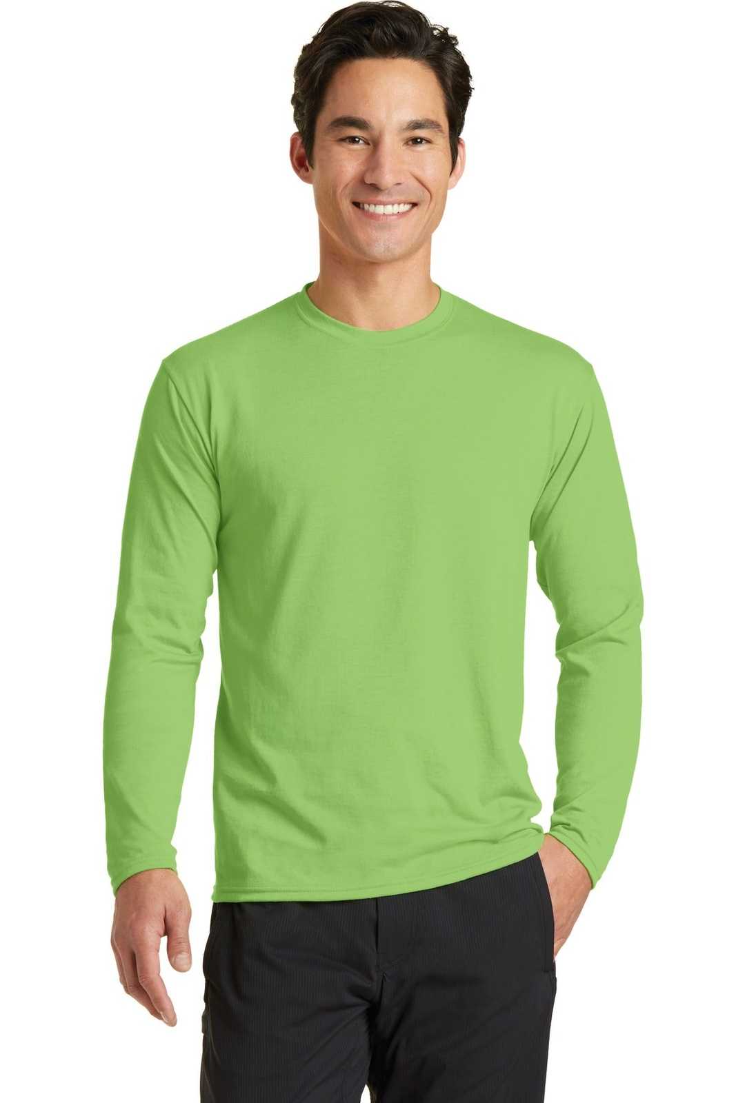 Port &amp; Company PC381LS Long Sleeve Performance Blend Tee - Lime - HIT a Double - 1