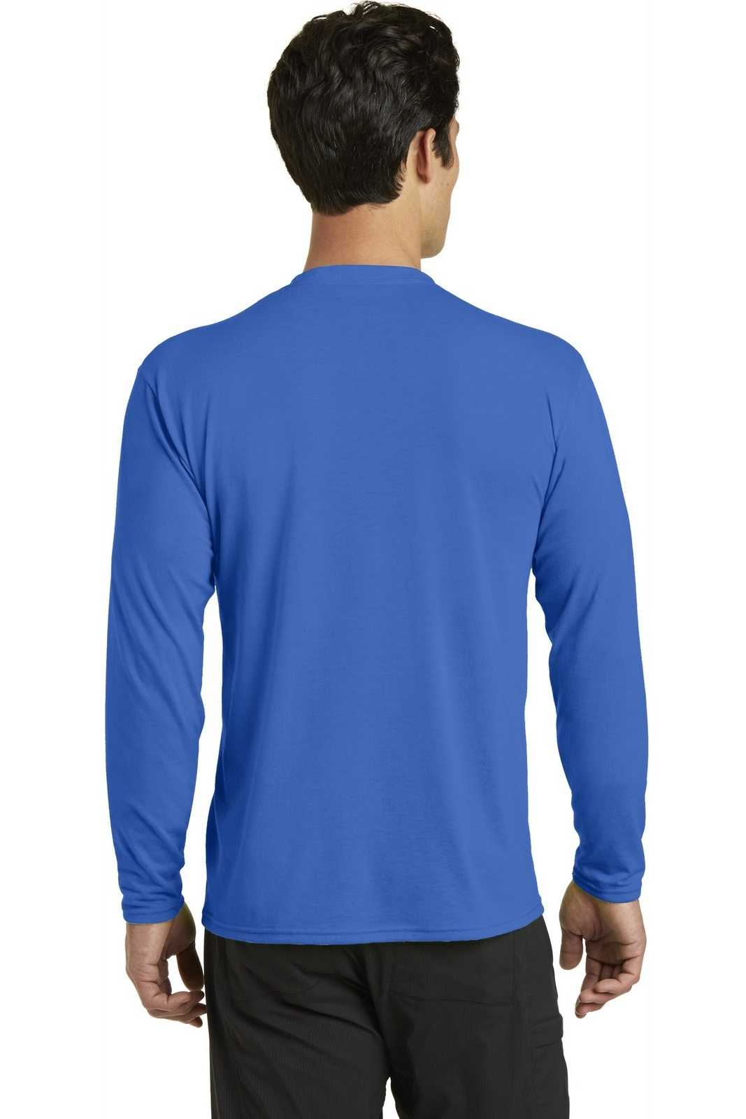 Port &amp; Company PC381LS Long Sleeve Performance Blend Tee - True Royal - HIT a Double - 2