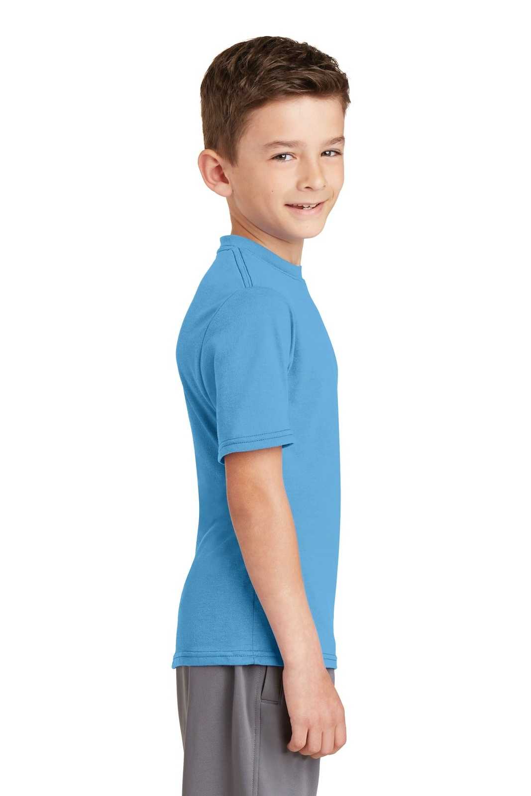 Port &amp; Company PC381Y Youth Performance Blend Tee - Aquatic Blue - HIT a Double - 3