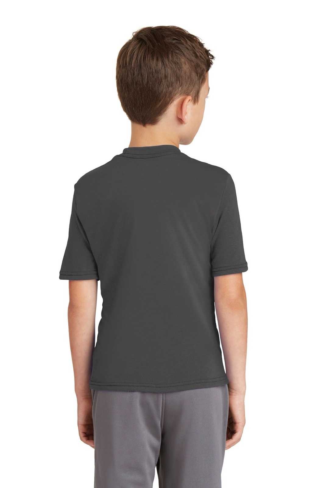 Port &amp; Company PC381Y Youth Performance Blend Tee - Charcoal - HIT a Double - 2