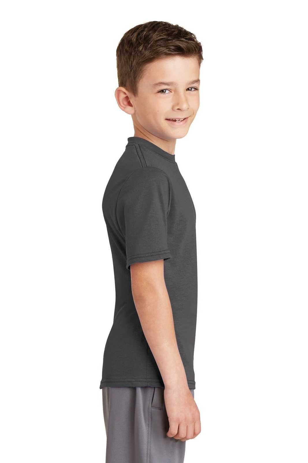 Port &amp; Company PC381Y Youth Performance Blend Tee - Charcoal - HIT a Double - 3