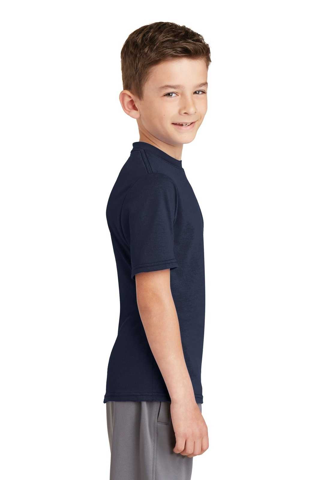 Port &amp; Company PC381Y Youth Performance Blend Tee - Deep Navy - HIT a Double - 3
