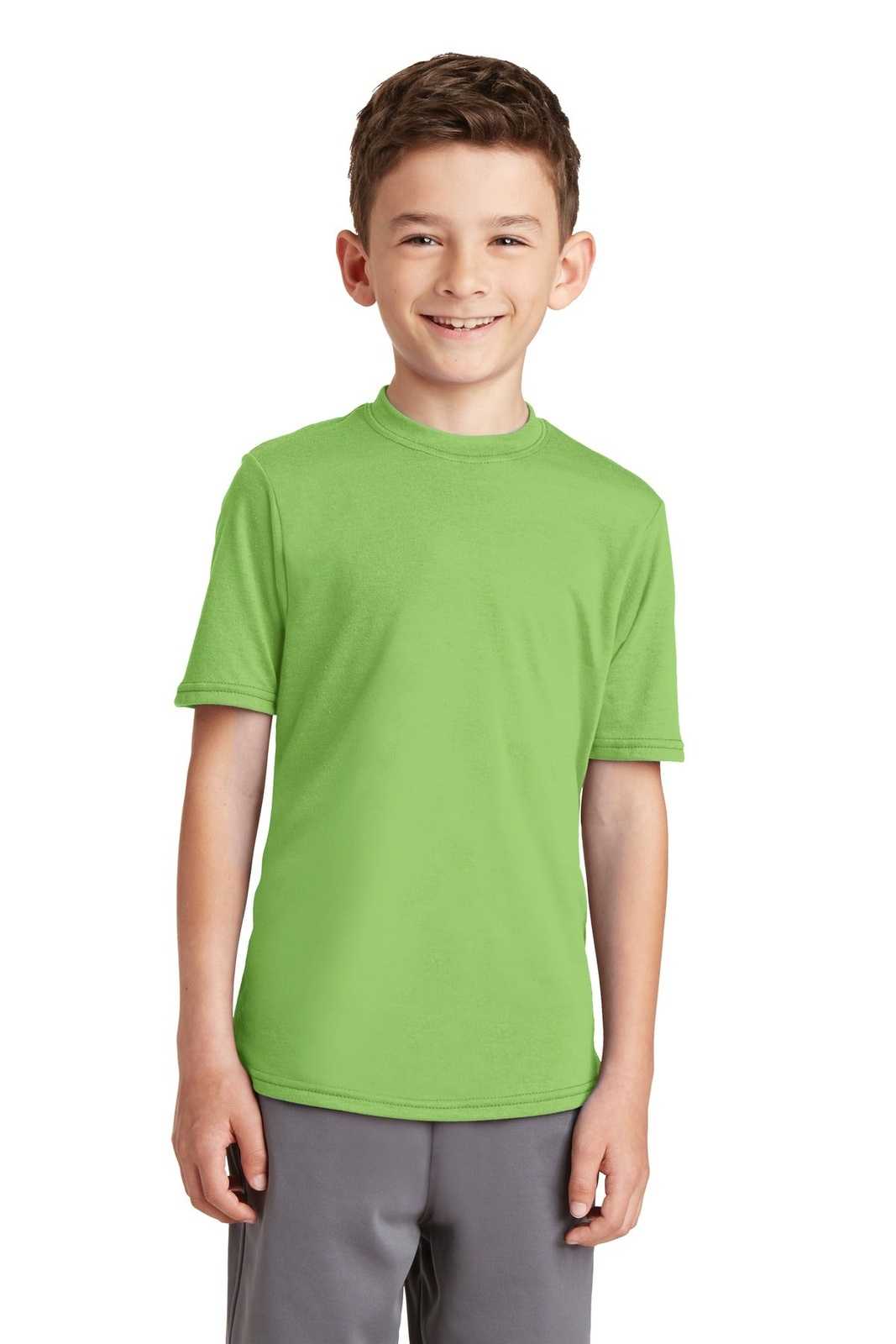 Port &amp; Company PC381Y Youth Performance Blend Tee - Lime - HIT a Double - 1