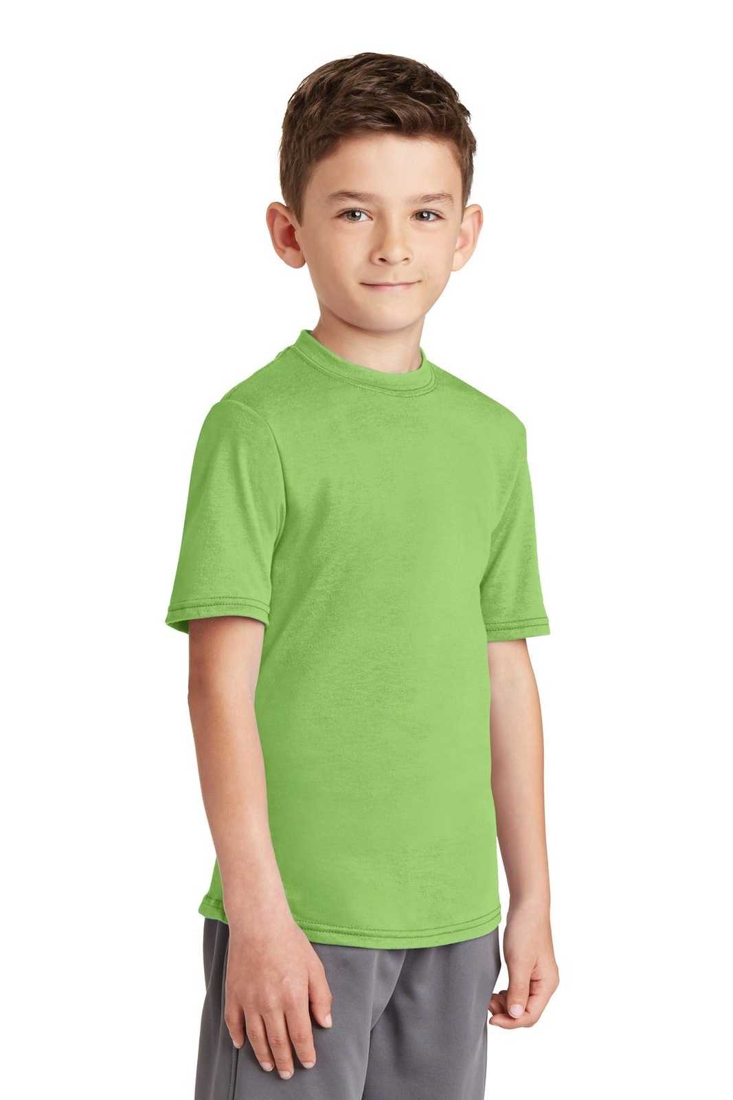 Port &amp; Company PC381Y Youth Performance Blend Tee - Lime - HIT a Double - 4