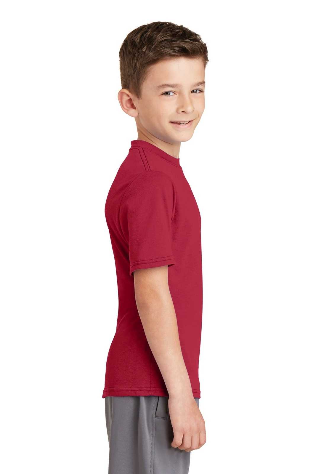 Port &amp; Company PC381Y Youth Performance Blend Tee - Red - HIT a Double - 3