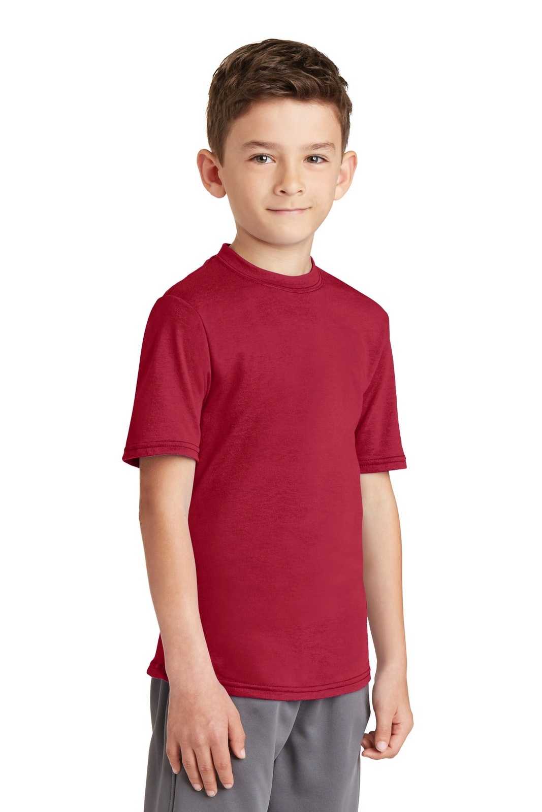 Port &amp; Company PC381Y Youth Performance Blend Tee - Red - HIT a Double - 4