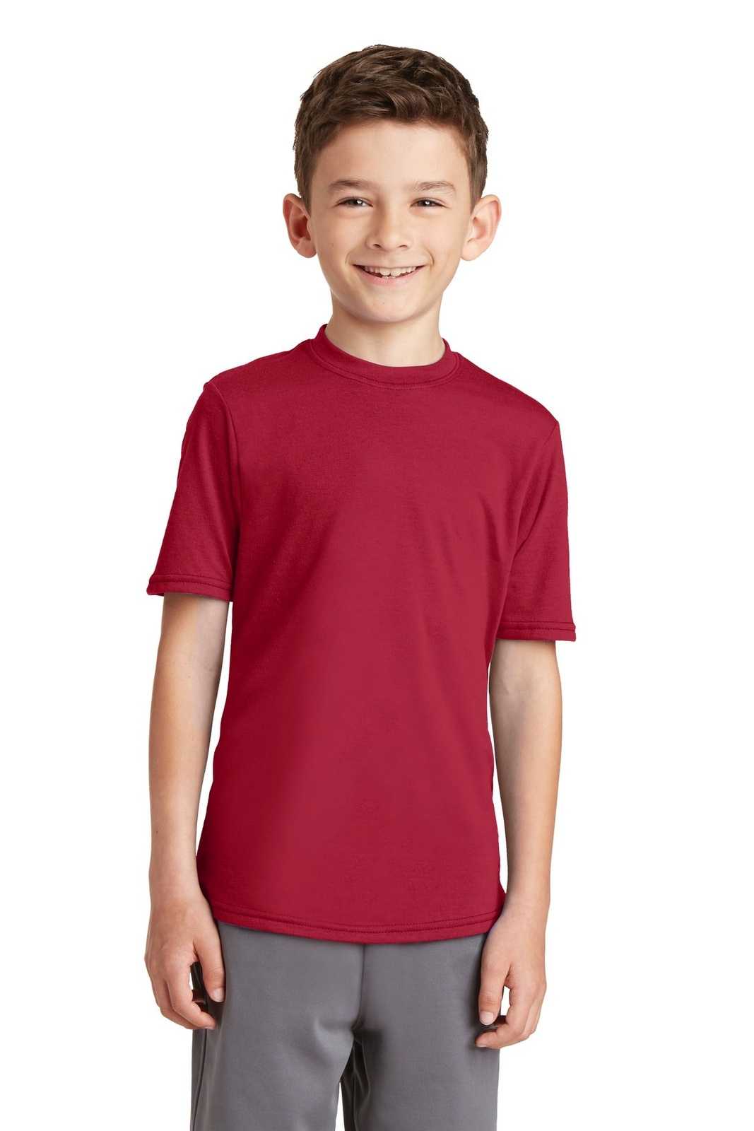 Port &amp; Company PC381Y Youth Performance Blend Tee - Red - HIT a Double - 1