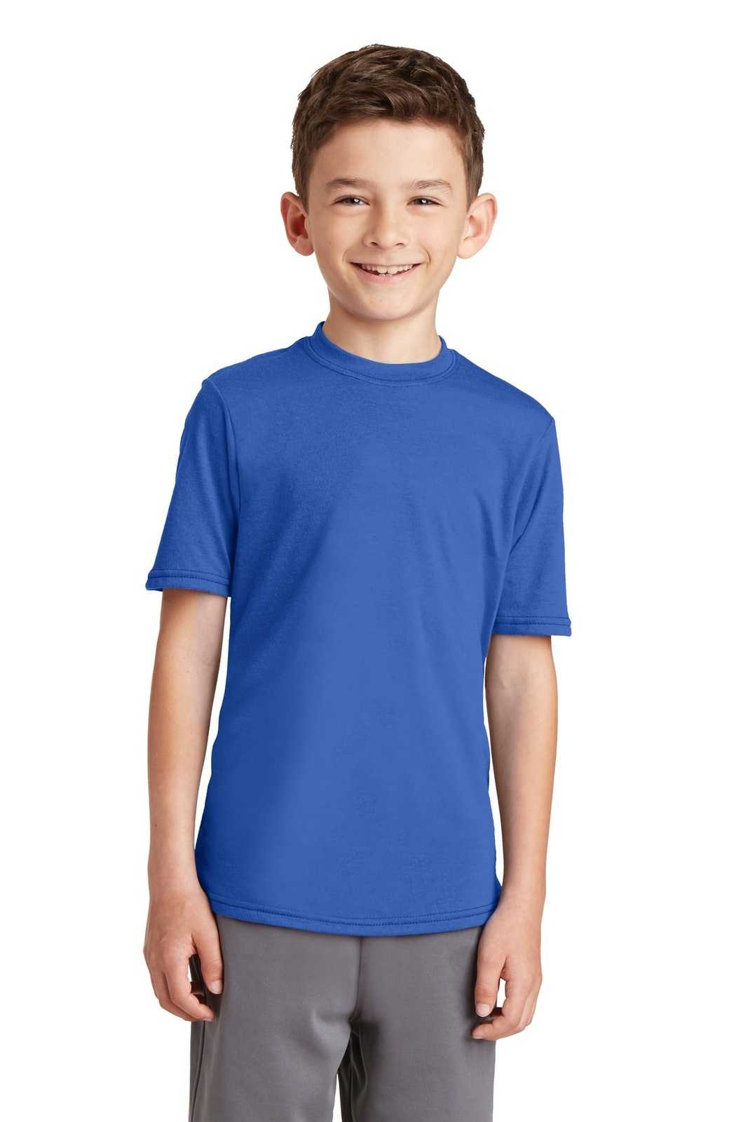 Port &amp; Company PC381Y Youth Performance Blend Tee - True Royal - HIT a Double - 1