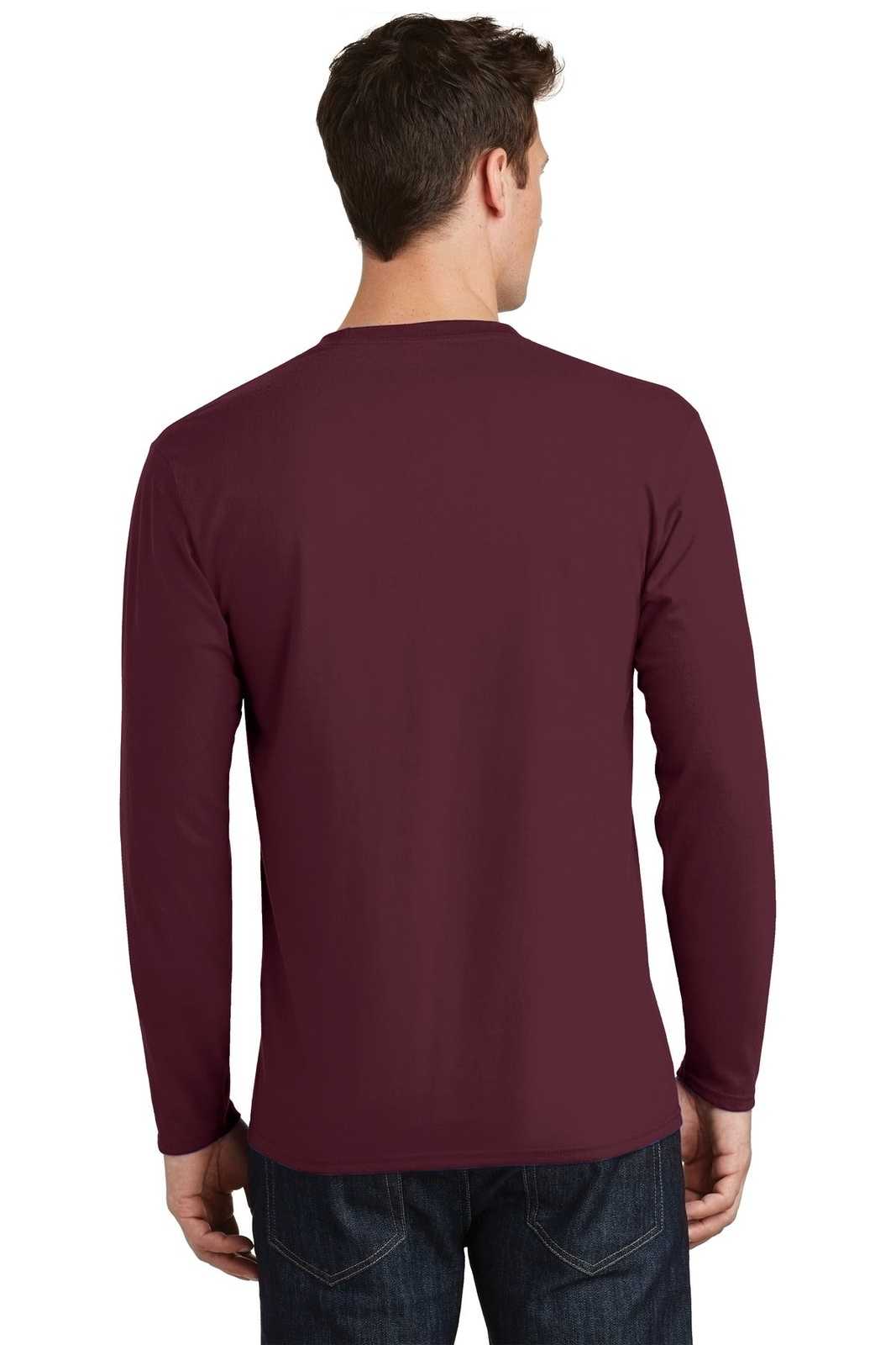 Port &amp; Company PC450LS Long Sleeve Fan Favorite Tee - Athletic Maroon - HIT a Double - 2