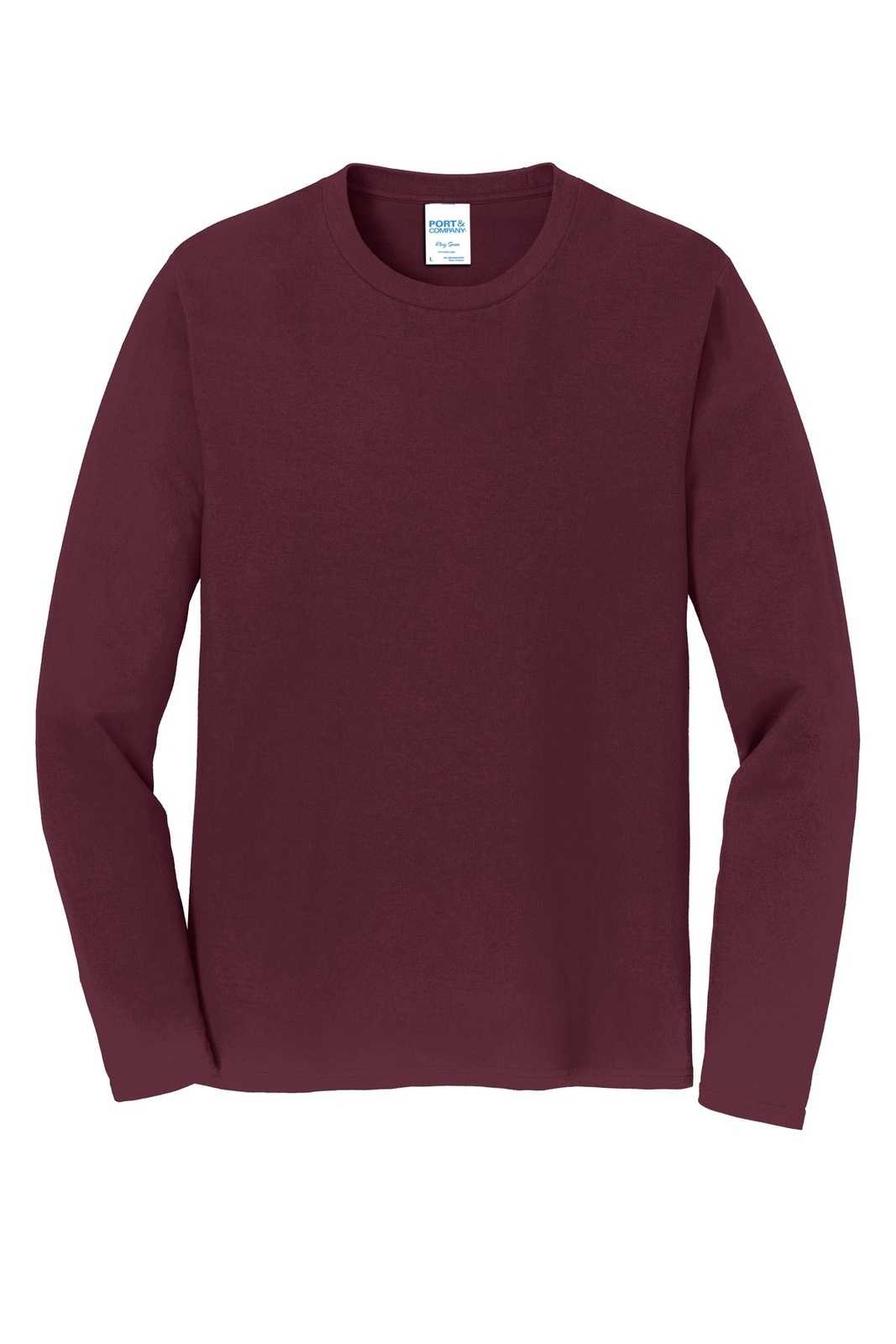 Port &amp; Company PC450LS Long Sleeve Fan Favorite Tee - Athletic Maroon - HIT a Double - 5