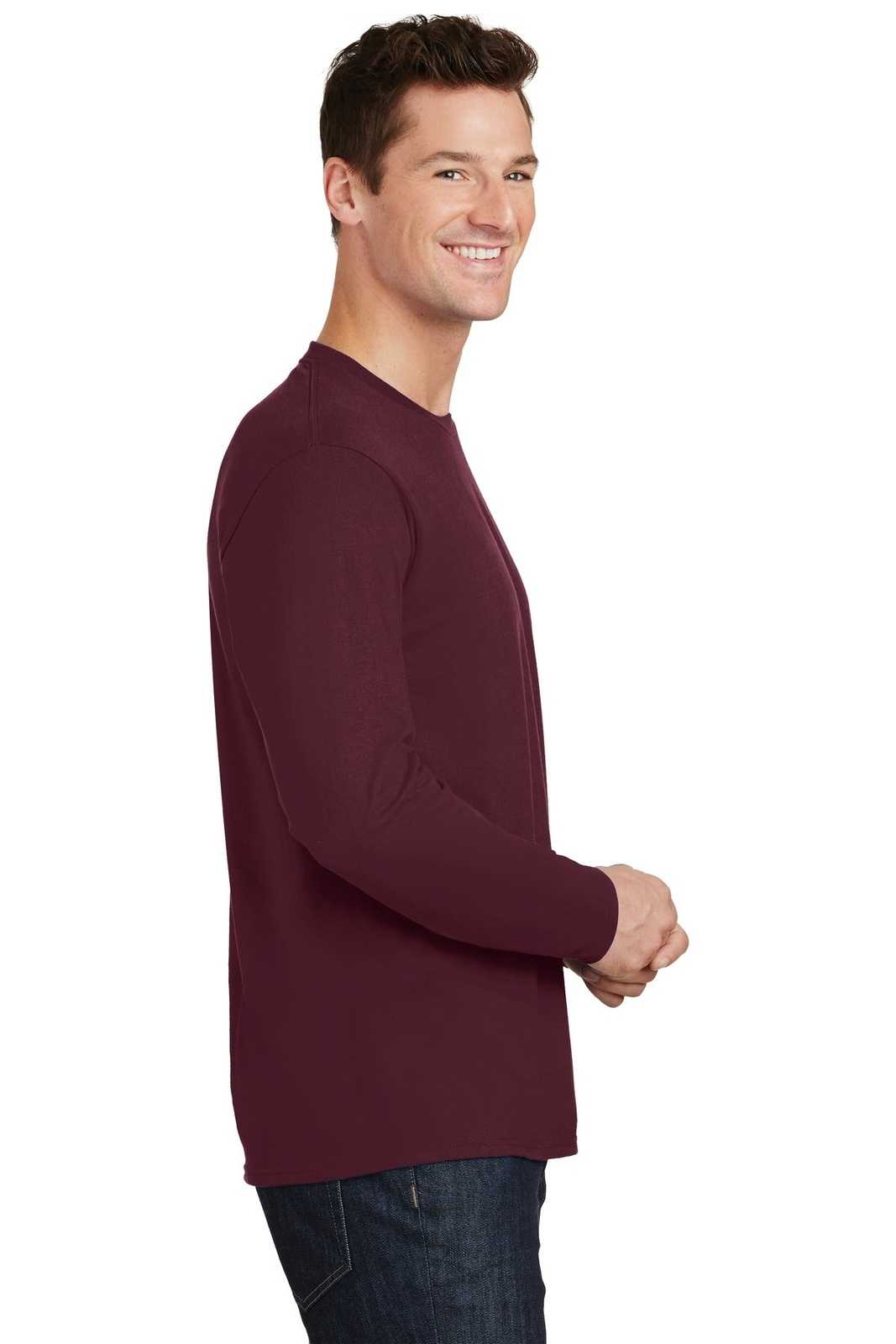 Port &amp; Company PC450LS Long Sleeve Fan Favorite Tee - Athletic Maroon - HIT a Double - 3