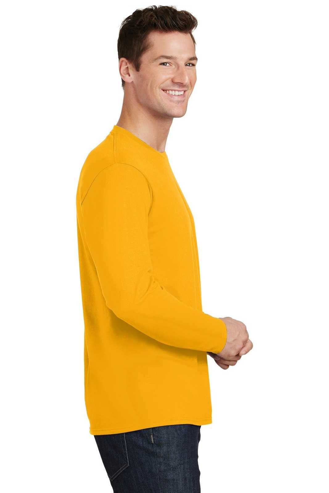 Port &amp; Company PC450LS Long Sleeve Fan Favorite Tee - Bright Gold - HIT a Double - 3